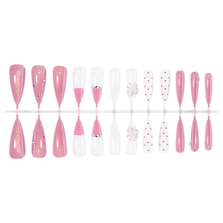Artificial Nail Design Set with Glamorous Glitter and Pearl Decorations Bowlift