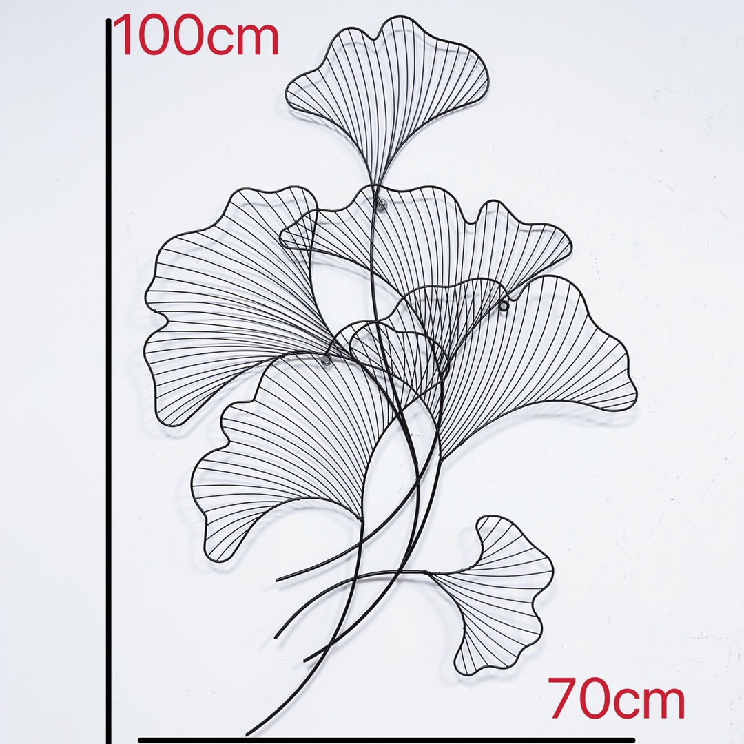 Elegant Ginkgo Leaf Metal Wall Sculpture Bowlift