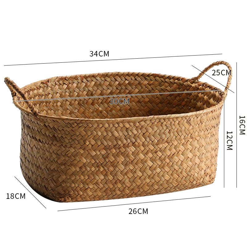 Natural Woven Storage Basket with Ergonomic Handles Bowlift