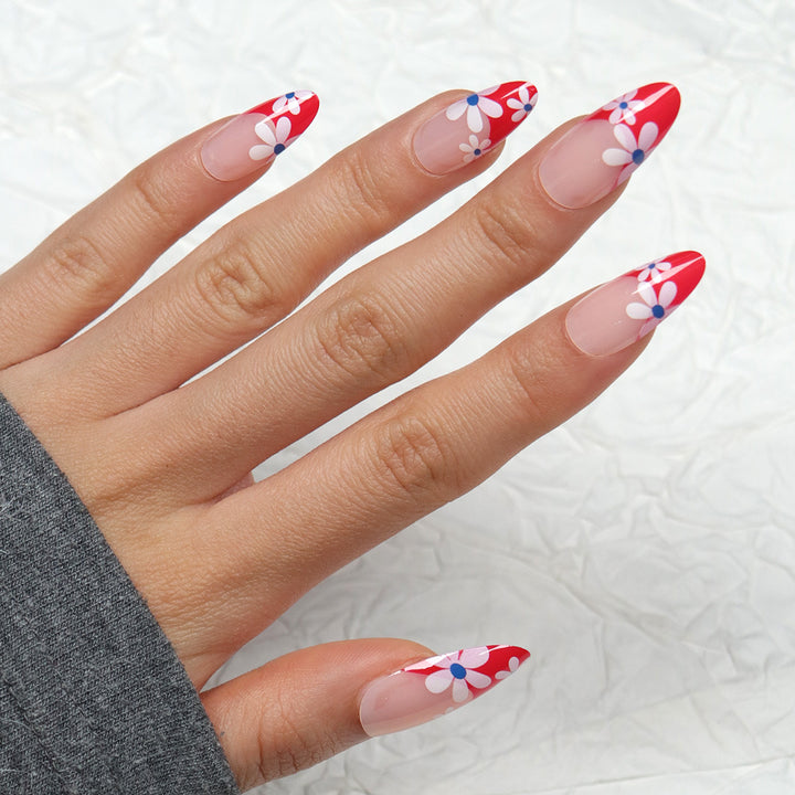 Floral Patterned Stiletto Press-On Nails Bowlift