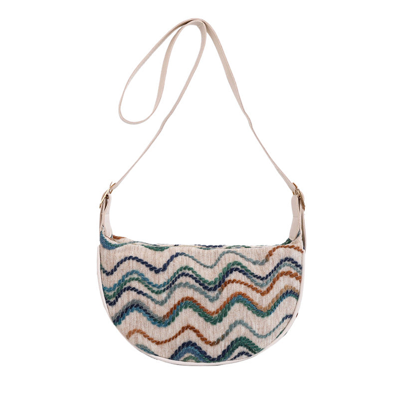 Vintage-Inspired Woven Crossbody Bag Bowlift