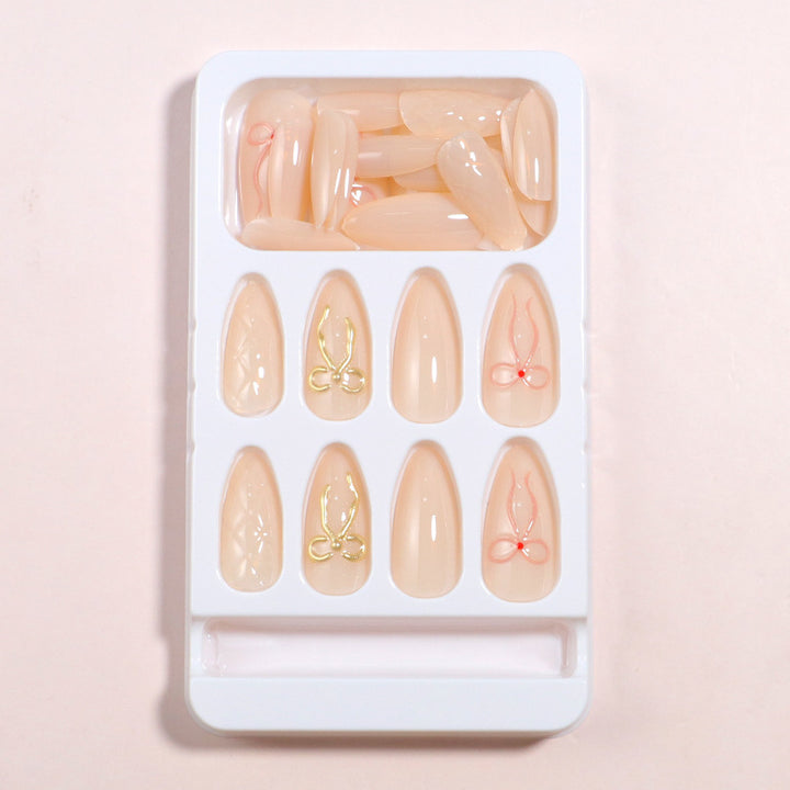 Decorative Press-On Nail Art Set with Bow Highlights Bowlift