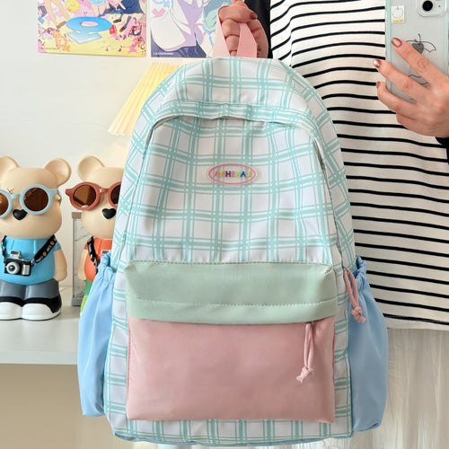 Stylish Plaid Pattern Backpack
