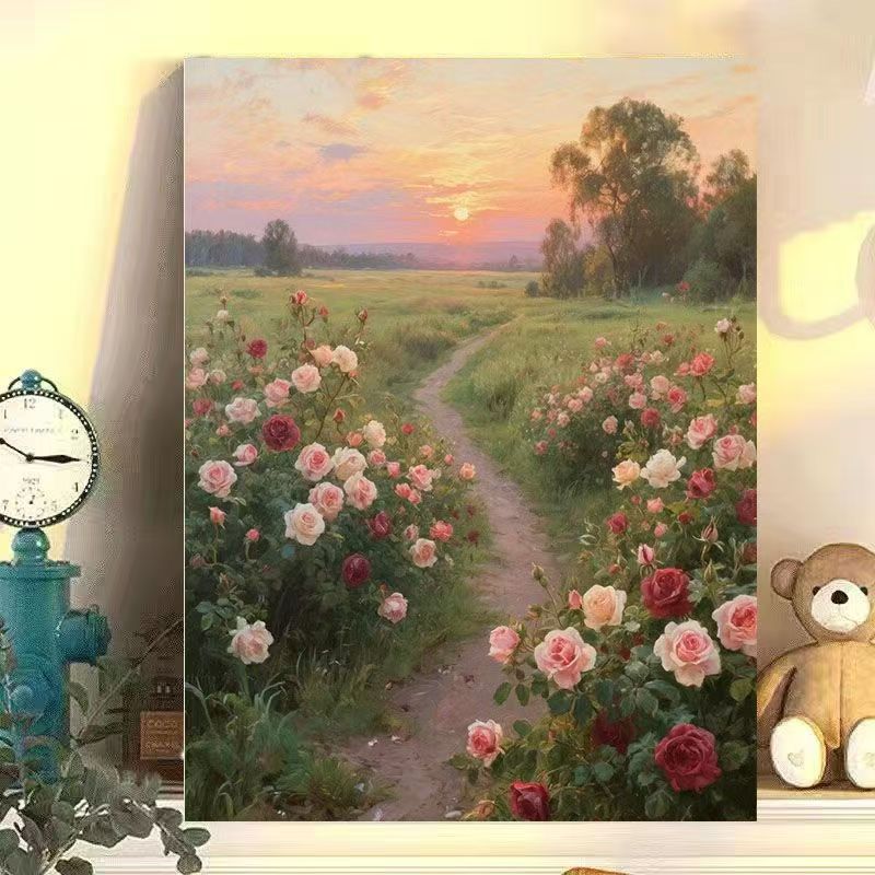 Floral Cat-Themed Canvas Wall Art Bowlift