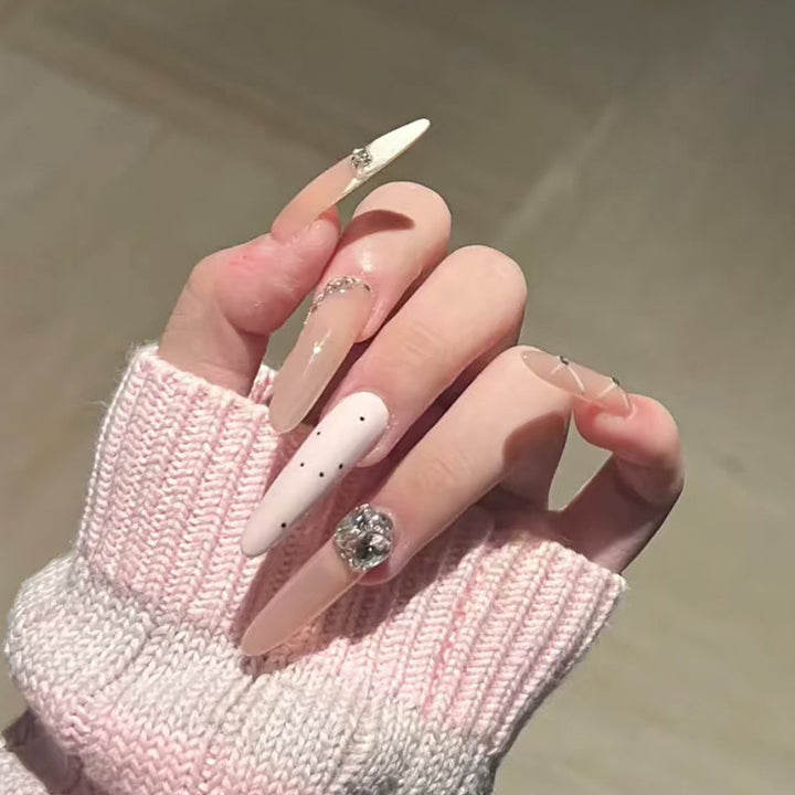 Premium Decorative Stiletto Press-On Nails with Rhinestone Accents Bowlift