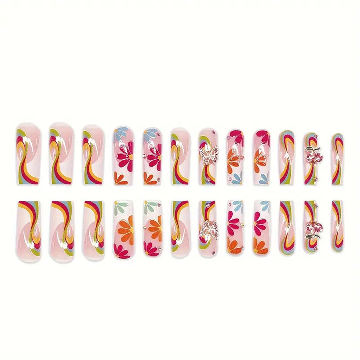 Vibrant Artistic Press-On Nail Set Bowlift