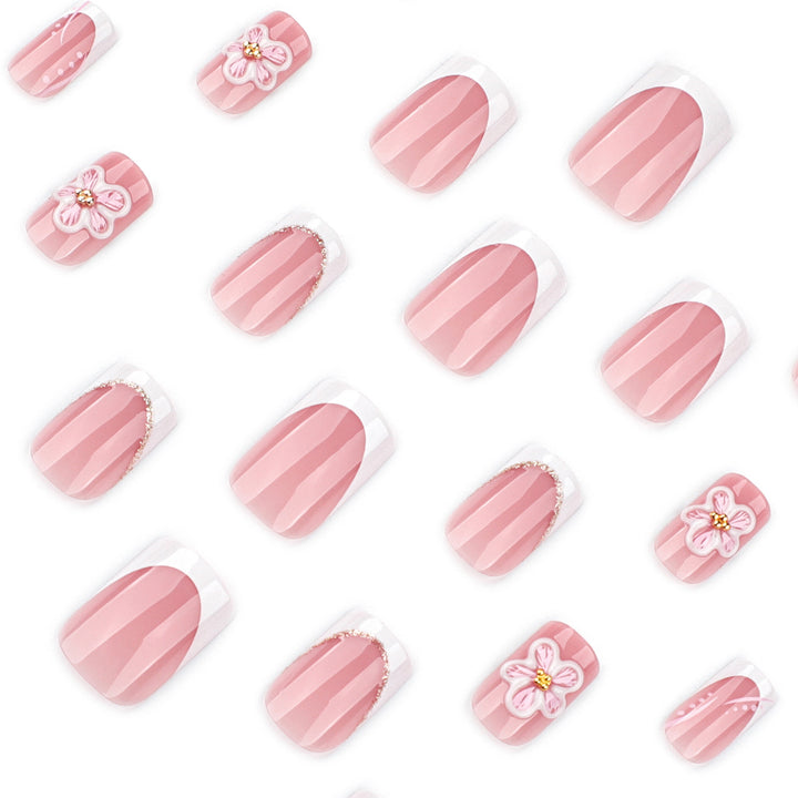 Artful Nail Extensions with Flower Design Bowlift