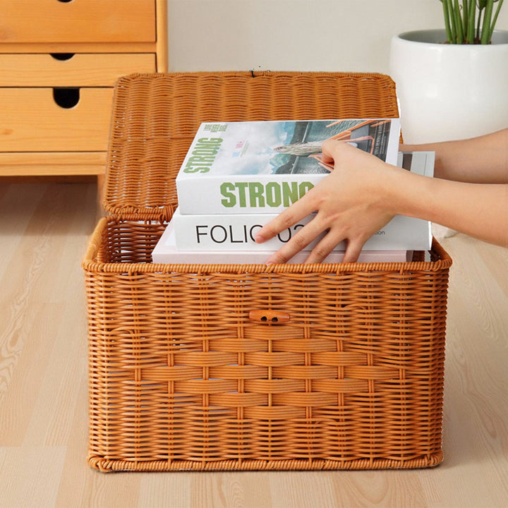 Ladies Handcrafted Storage Basket with Lid and Handle Bowlift