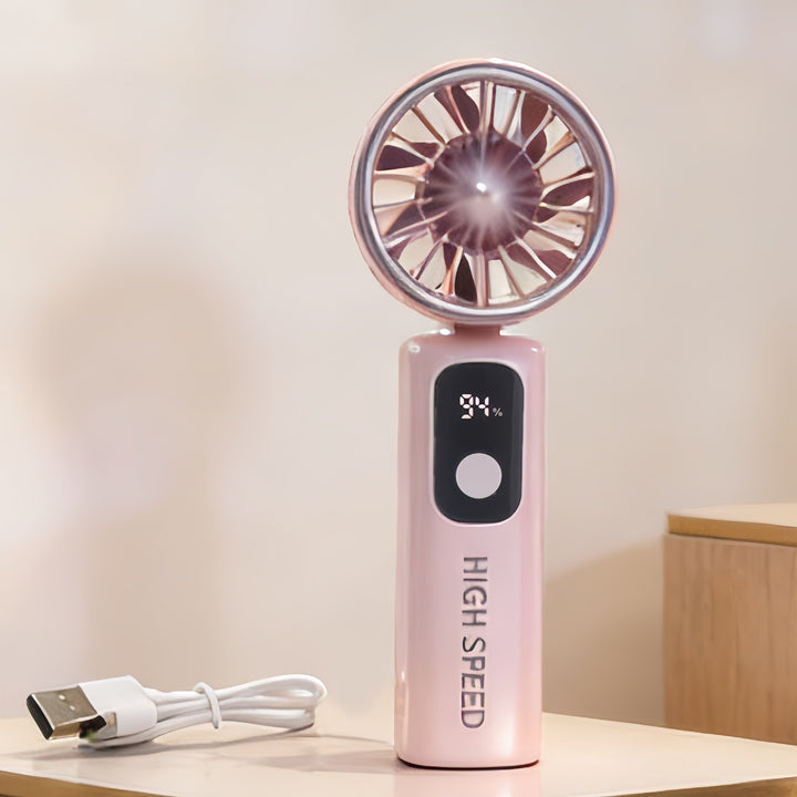 Ladies Portable Mini Fan with Digital Temperature Display Bowlift