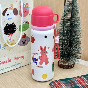 Women's Insulated Water Bottle with Secure Carry Handle and Creative Animal Design Bowlift
