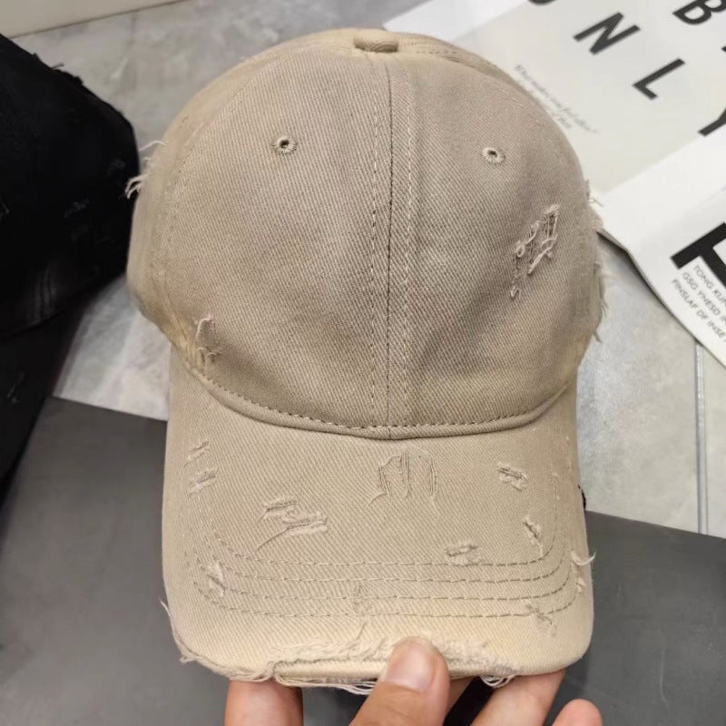 Men's Distressed Denim Baseball Cap Bowlift