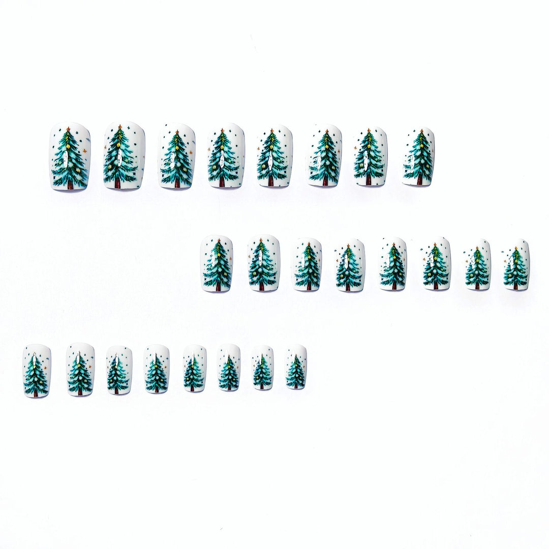 Artificial Nails In Festive Winter Forest Design Bowlift