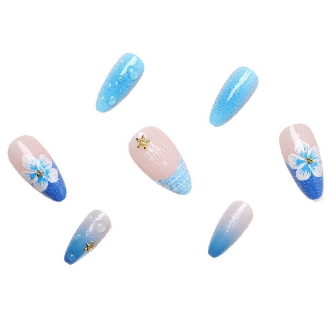 Elegant Artificial Nails with Maritime Design Bowlift