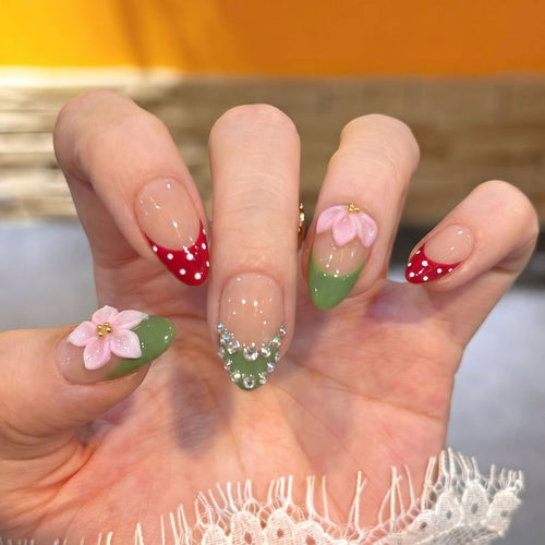 Floral-Themed Decorative Press-On Nail Set Bowlift 1788224030