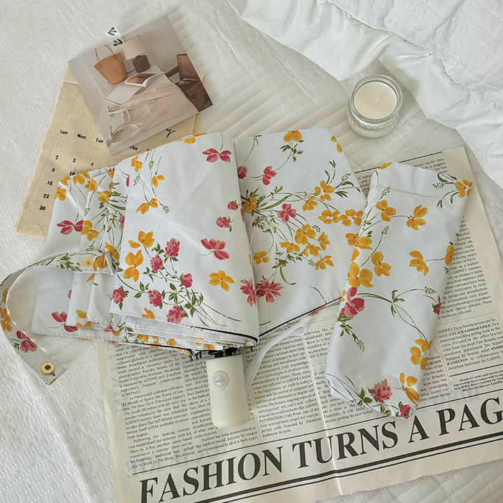 Women Foldable Sunshade with Flower Design Bowlift