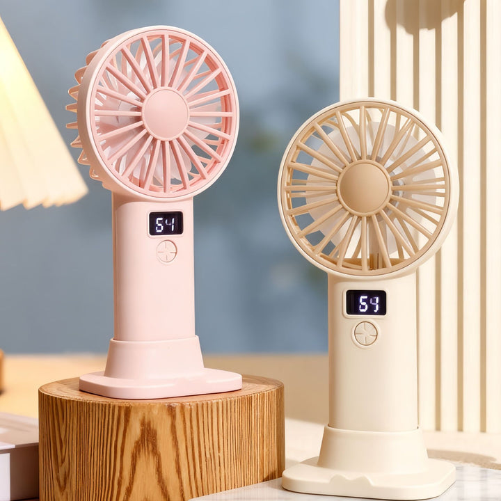 Ladies Portable Hand Fan with Digital Speed Display Bowlift