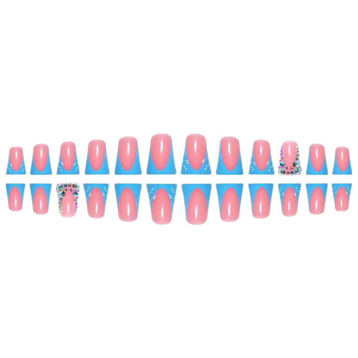 Decorative Press-On Nail Art Extensions with Rhinestone Accents Bowlift