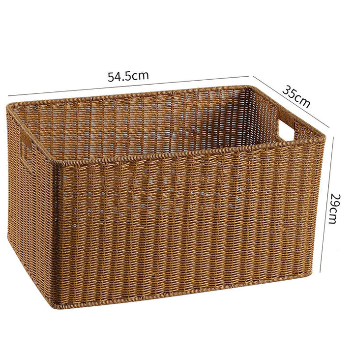 Handwoven Storage Basket with Cutout Handles Bowlift