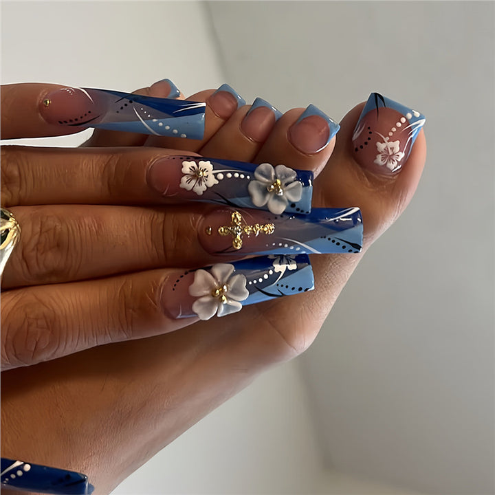Decorative Floral Press-On Nail Art Extensions Bowlift 1787913951