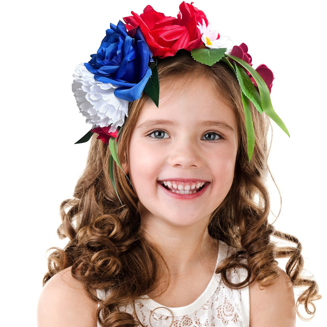 Women's flower crown headband with artistic roses and greenery Bowlift