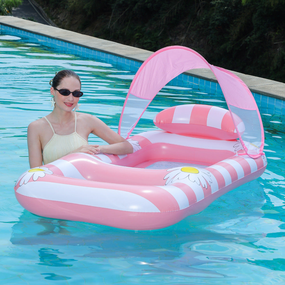 Unisex Inflatable Comfort Pool Lounger with Headrest Bowlift