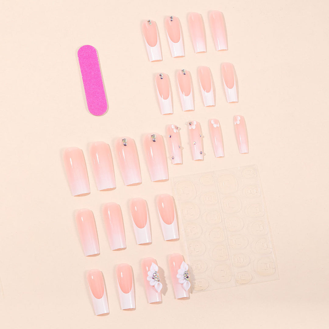 Elegant Floral Acrylic Nail Extensions Bowlift