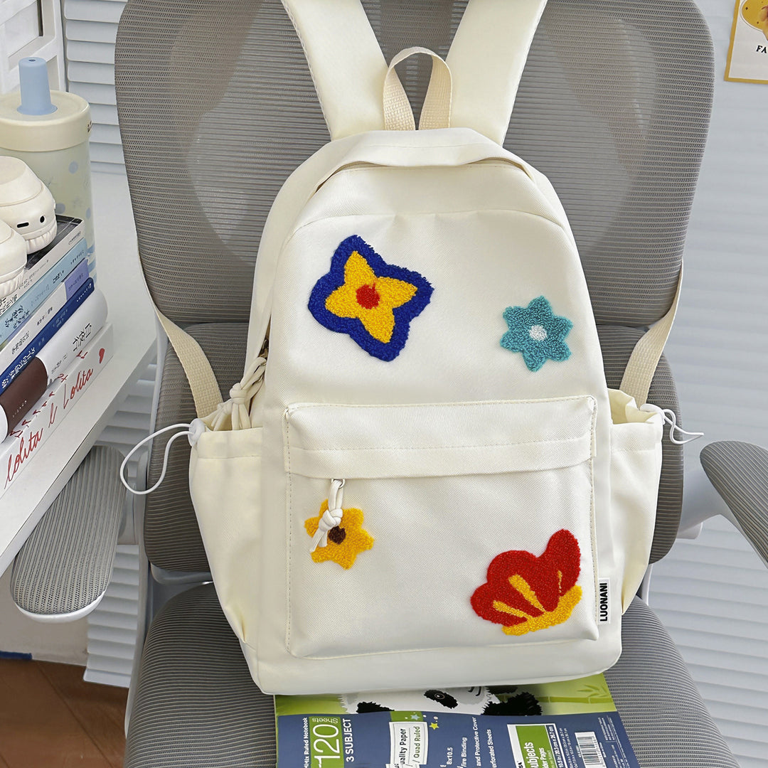 Floral Embroidered School Backpack