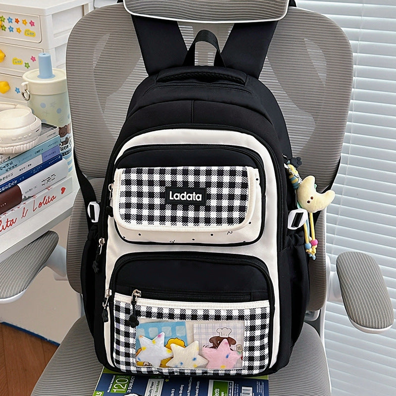 Playful Gingham Patterned Backpack