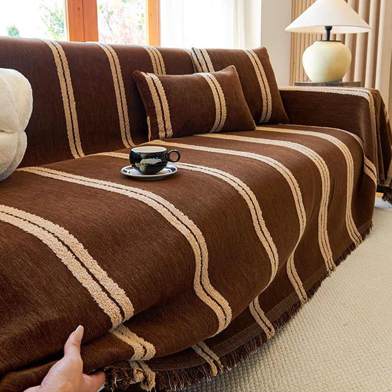 Elegant Striped Sofa Throw Blanket