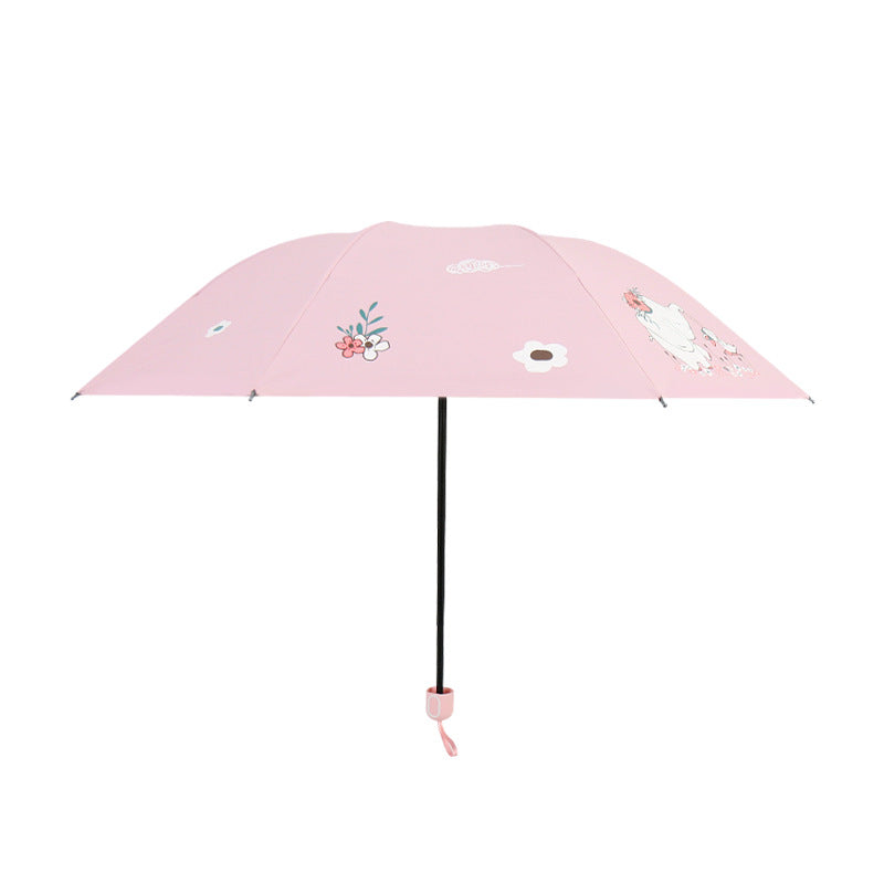 Women Folding Umbrella with Cute Elephant Design Bowlift