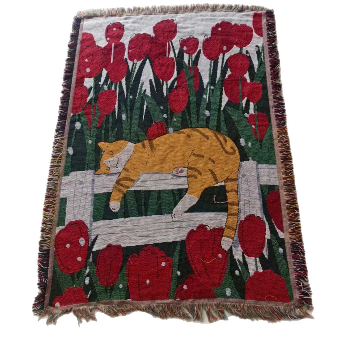 Decorative Cat Tapestry Blanket
