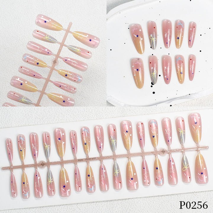 Colorful Patterned Press-On Nail Art Set Bowlift