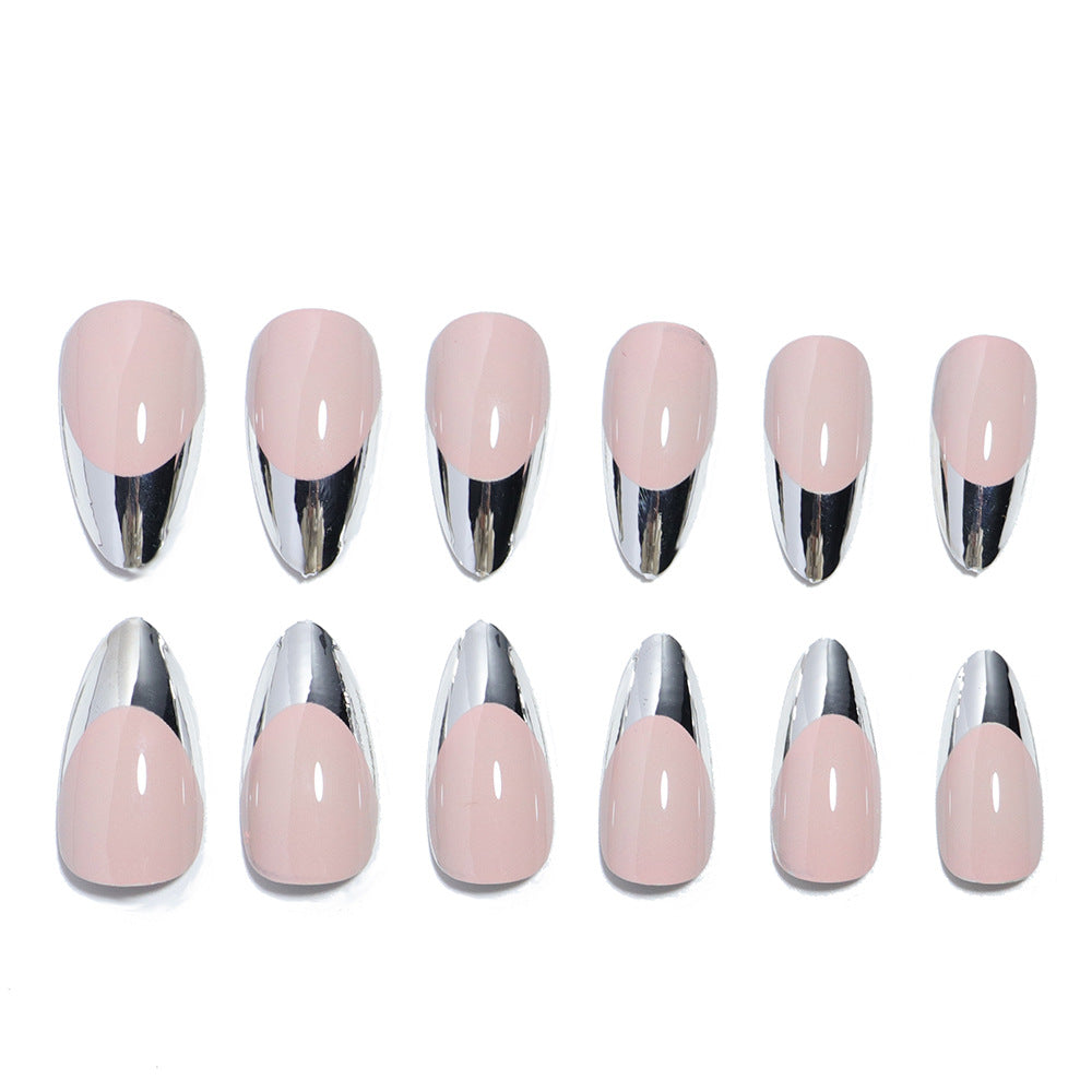 Glossy Stiletto Press-On Nail Set with Silver Accents Bowlift
