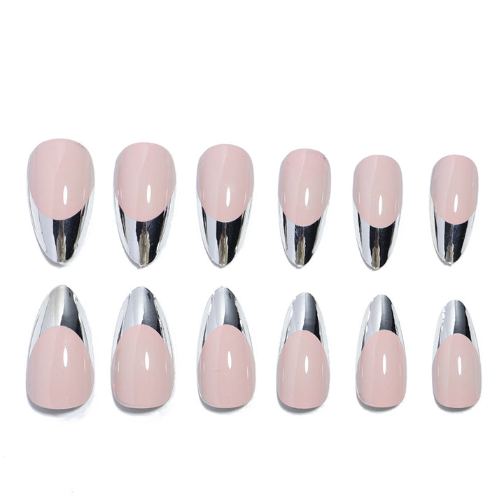 Glossy Stiletto Press-On Nail Set with Silver Accents Bowlift