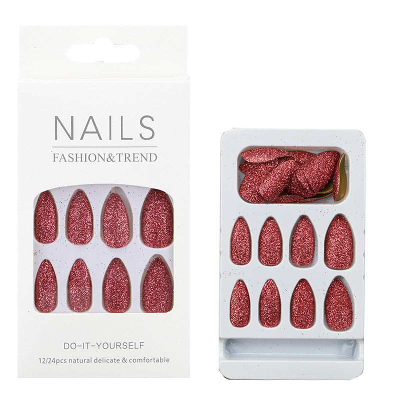 Glittering Almond-Shaped Press-On Nail Tips Bowlift