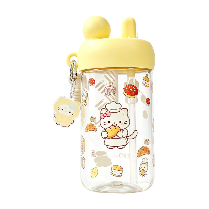 Women's water bottle with integrated animal motif and practical carrying handle Bowlift