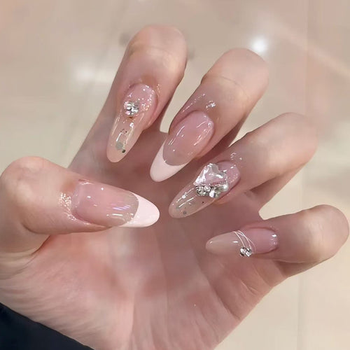 Elegant Stiletto Press-On Nails with Crystal Accents Bowlift