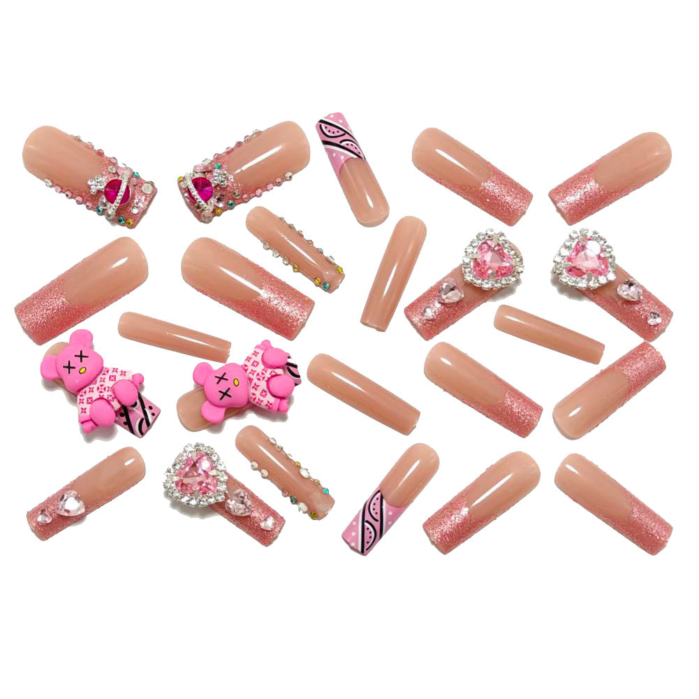 Creative artificial nails with charms and glitter Bowlift