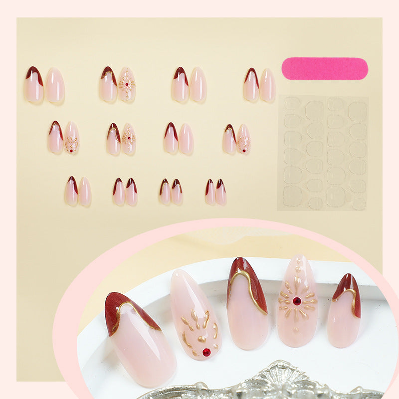 Premium Artistic Full Cover Press-On Nail Set Bowlift