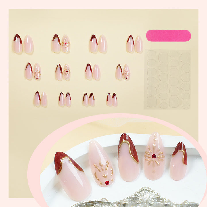 Premium Artistic Full Cover Press-On Nail Set Bowlift