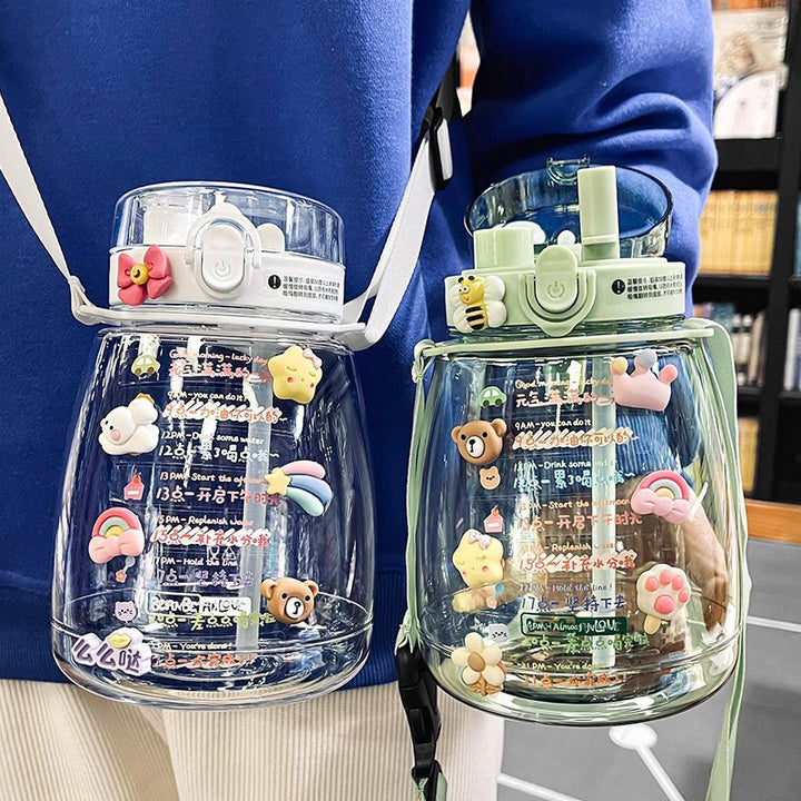 Ladies multifunctional hygiene drinking bottle with carrying strap Bowlift