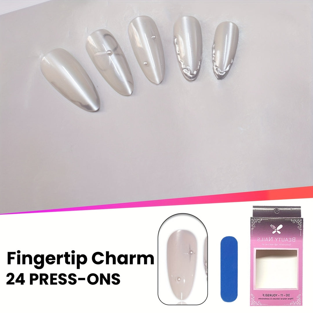 Elegant Press-On Nail Art with Floral Accents Bowlift