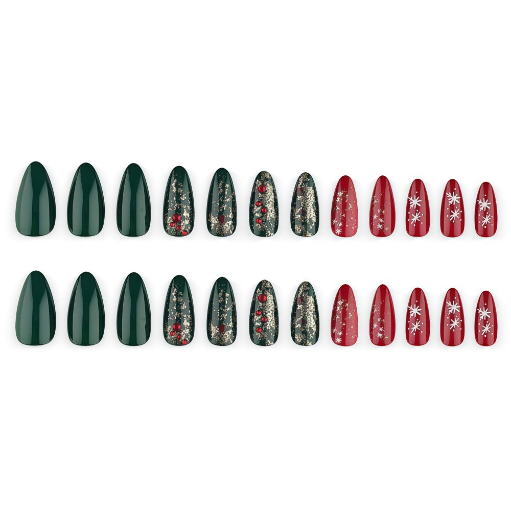 Artificial nails in festive Christmas design Bowlift 1787298787