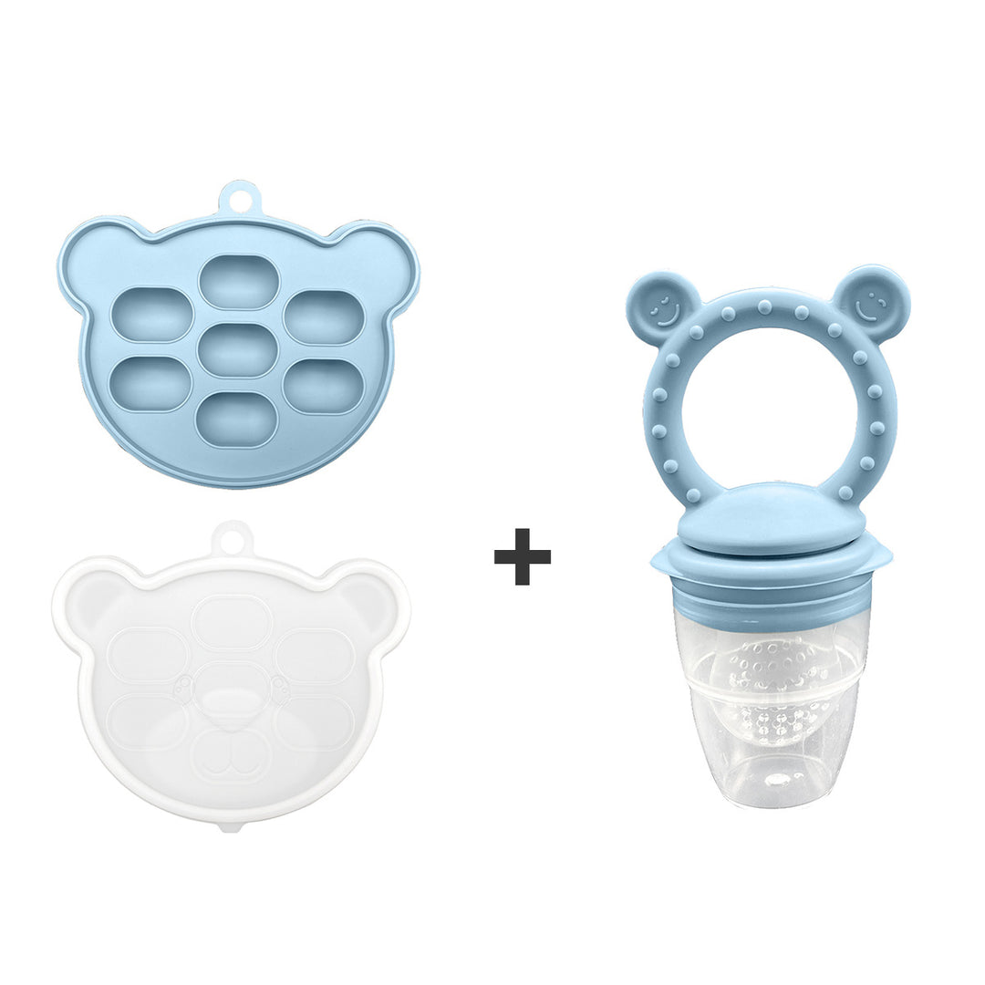 Bear-Shaped Baby Food Feeder and Ice Cube Tray Set