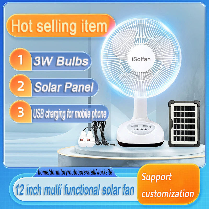 Women's portable solar-powered fan with integrated LED lighting Bowlift