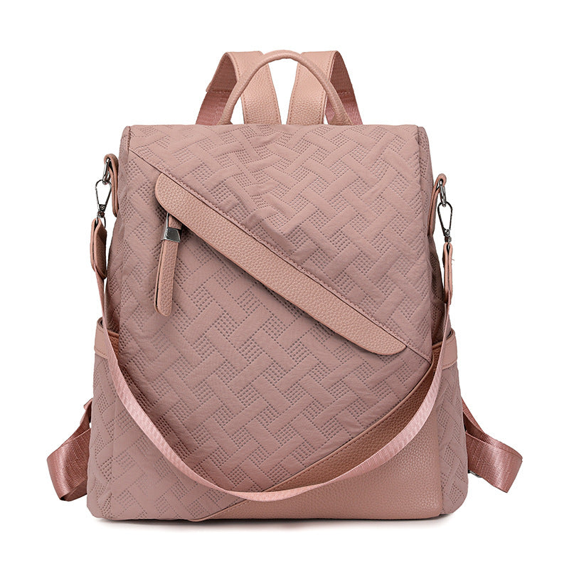 Elegant Textured Leather Backpack Bowlift