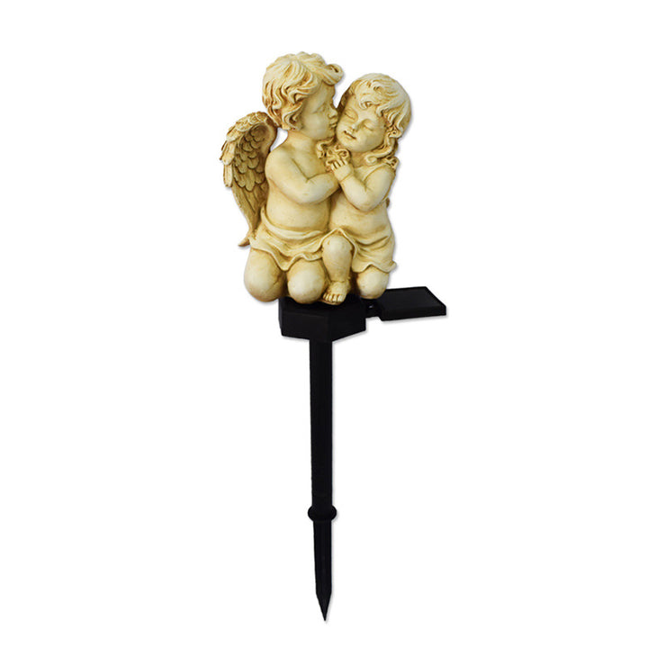 Decorative Solar Garden Stake Statue Resin Girl Figurine With Integrated Solar LED And Weatherproof Spike Bowlift