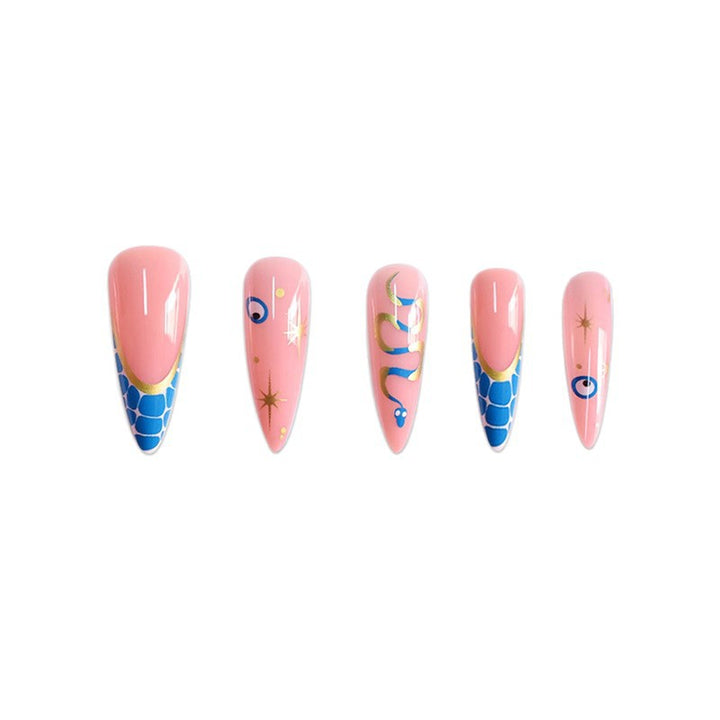 Artistic Stiletto Press-On Nails with Unique Design Bowlift