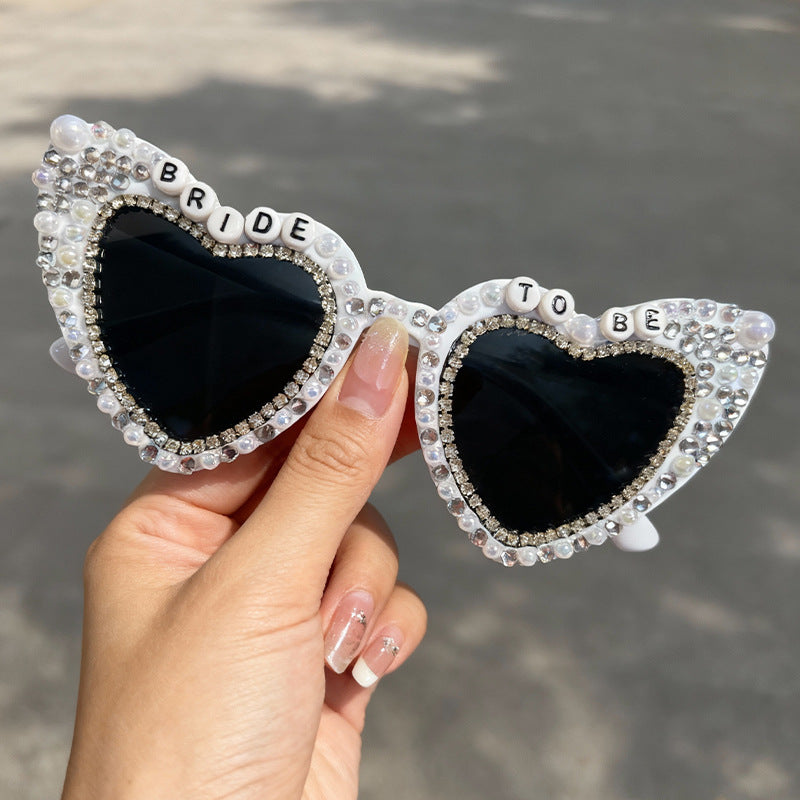 Heart-Shaped Pearl-Embellished Sunglasses Bowlift