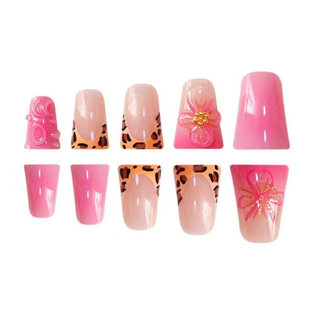 Decorative Press-On Nail Extensions with Floral Accents Bowlift